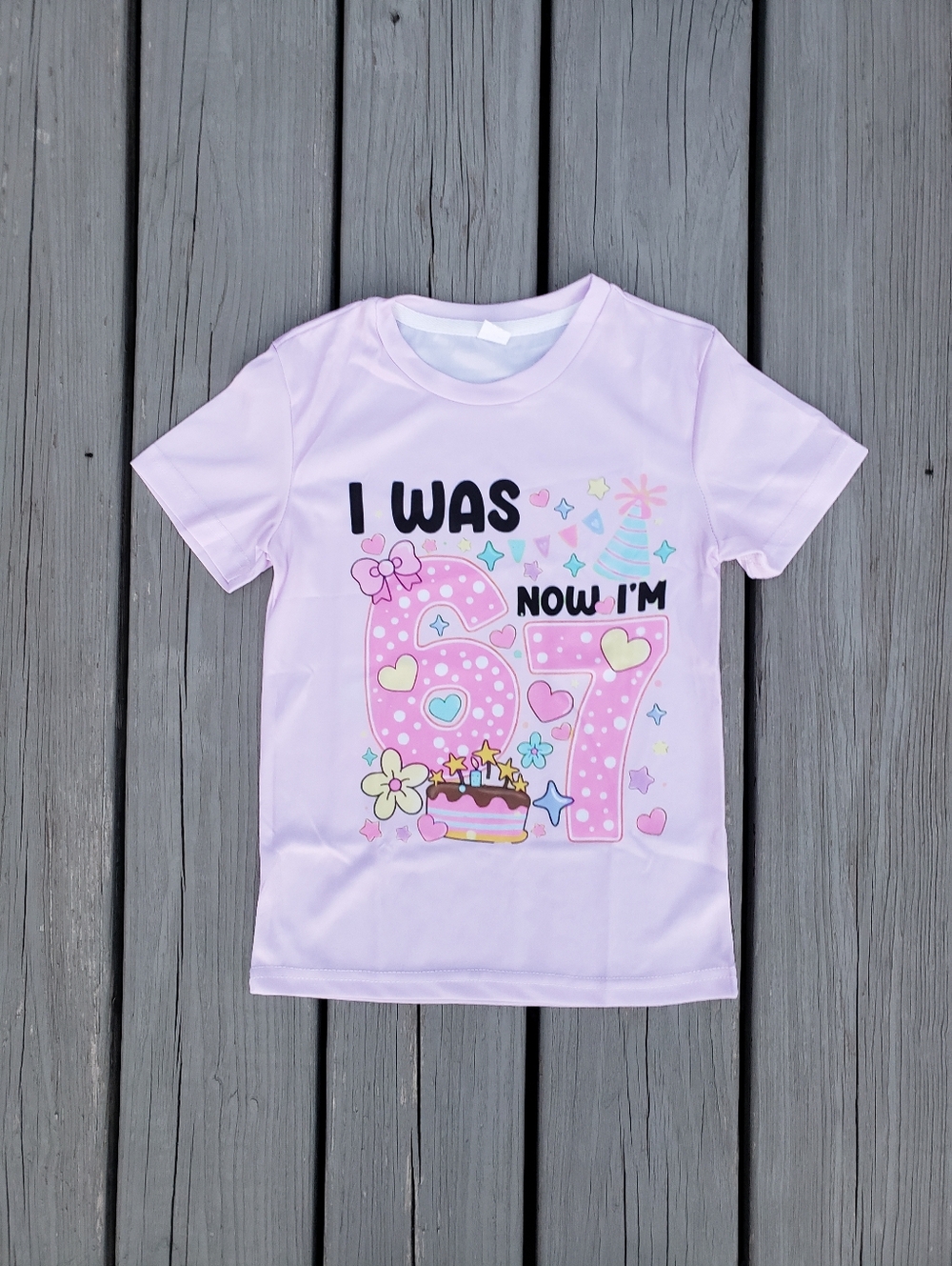 Girls 7th Birthday "I Was 6 Now I'm 7" Purple T-Shirt - 4/5T